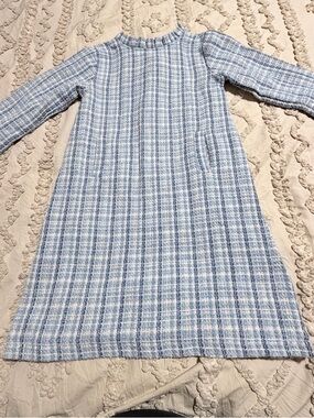 Girls Blue & White Plaid Formal Dress